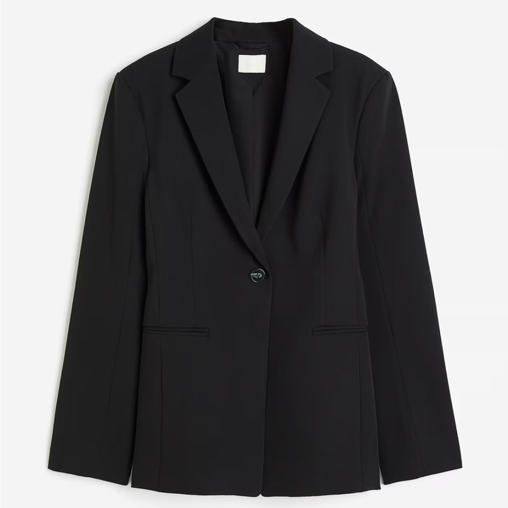 H&M Black Blazer with Notched Lapels and Tailored Fit